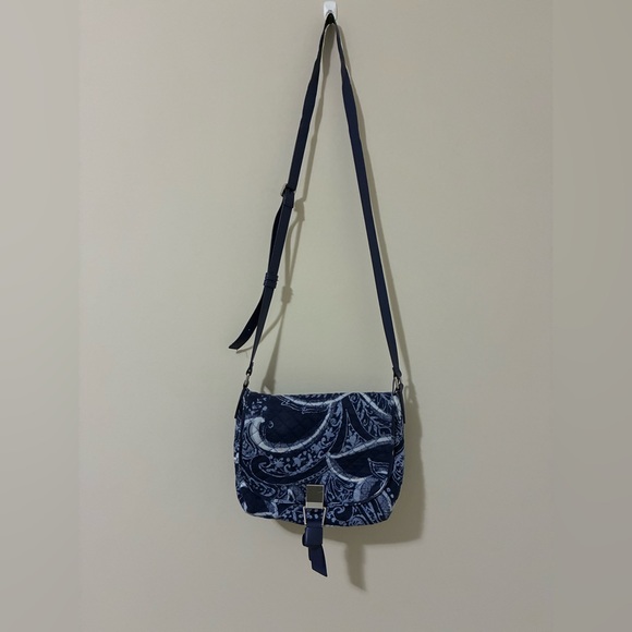 Vera Bradley Handbags - Vera Bradley Womens Adjustable Strap Lined Crossbody Bag Purse Blue Paisley